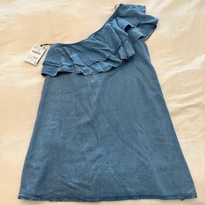Zara off the shoulder denim dress